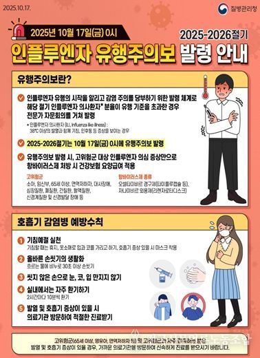 강원특별자치도, 인플루엔자 환자 증가 추세…
