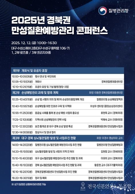 '2025년 경북권 만성질환예방관리 콘퍼런스' 포스터