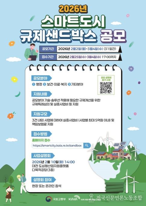 '2026년 스마트도시 규제샌드박스 공모' 포스터