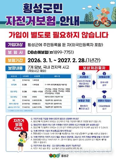 전 군민 ‘자전거 사고 보험’ 자동 가입