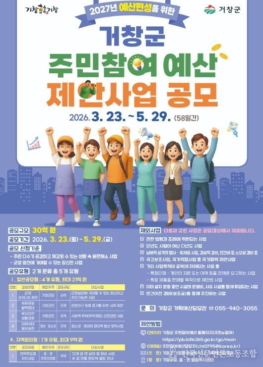 거창군, 2027년 주민참여예산 제안사업 공모