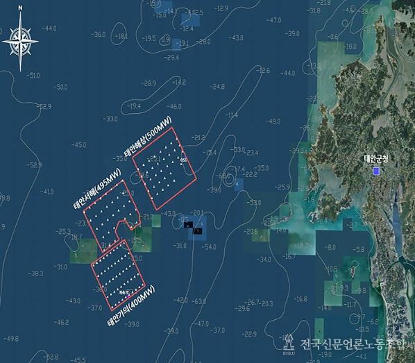태안 해상풍력 3개 단지 조감도.