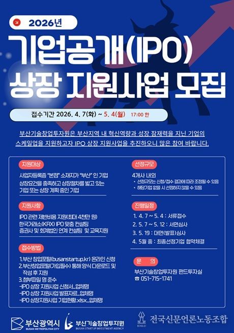 2026년 기업공개(IPO) 상장 지원사업 참여기업 모집